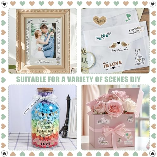 Gigmeta Sticker Hochzeit Gästebuch, 213 Motive Vintage Aufkleber Hochzeit Sticker mit Viel Liebe, Perfektes Stickers Set für Gästebuch Fotoalbum, Scrapbook Wedding Deko (Deutsch&Englisch)