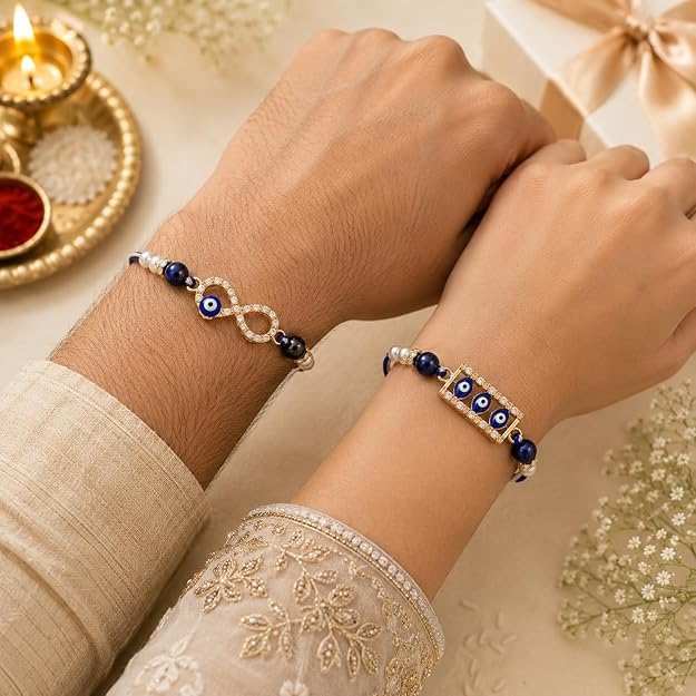 Image of JAIPUR ACE Rakhi Gift Combo for Brother Bhabhi and Kids with Raksha Bandhan Greeting Card and Roli Chandan, Lumba Rakhi Premium Unique Gifts hamper