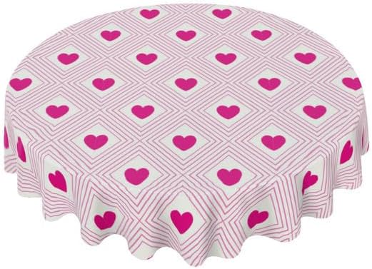 Miniatura 1 de Mantel redondo de líneas geométricas e impresiones de amor, mantel lavable, resistente a las arrugas, para el hogar, cocina, comedor, picnic,