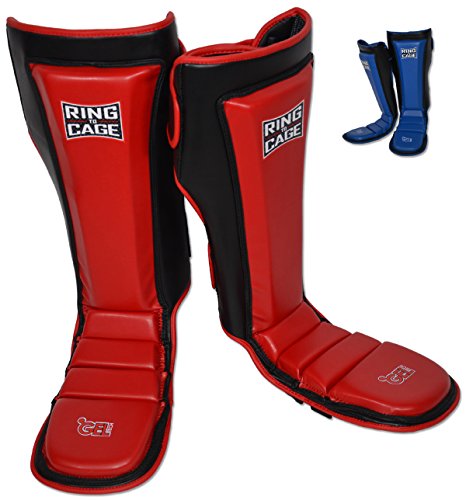 Ultima GelTech MMA Muay Thai Grappling Shin Instep Shin Guards (Red, Medium)