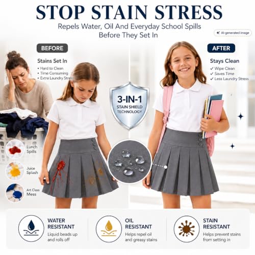 Faldas con cintura ajustable elástica estilo escolar para niñas 2