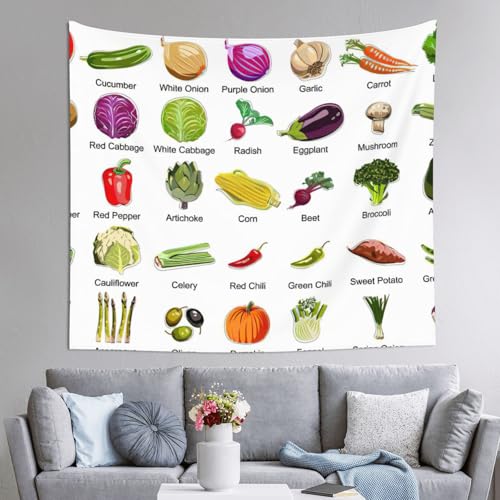 Tapiz grande de vegetales EdWal de 152x130 cm para colgar en la pared del dormitorio
