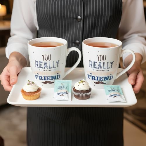 Image of UPC Milk Mug Set of 2 Elegant Design | Large Capacity Mugs for Home, Kitchen & Gifting (Really Friend-Blue)