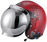 【MATÉRIAU PREMIUM】 ： Casque de moto ouvert à la mode avec corps de casque en ABS haute résistance et surface en cuir de qualité supérieure pour plus de résistance, de résistance aux chocs et de durabilité. Couche d'amorti EPS respirant haute densité, absorption des chocs et confort. Conforme aux normes de sécurité US : DOT FMVSS 218 / EU : ECE R 22-05.