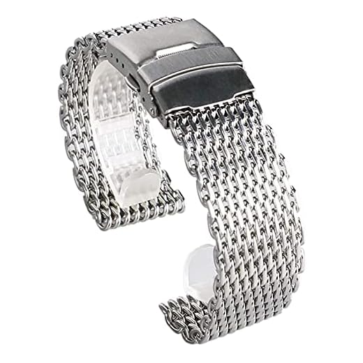 Klocka 18 mm 20 mm 22 mm 24 mm klockarmband i rostfritt stål Silverarmband för Seiko klockarmband (Färg: 22 mm) (20 mm)