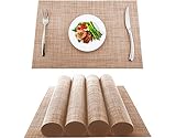 Platzsets 4er Set DUCIBUTTY Tischsets Abwaschbar PVC rutschfest Abgrifffeste Hitzebeständig Platzdeckchen Schmutzabweisend & Waschbare Platzmatten für Küche Speisetisch,Braun