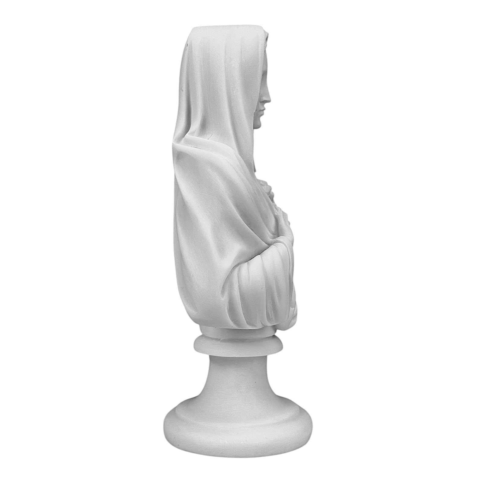 Busto del corazón inmaculado de la Virgen María, estatua de mármol fundido de 8.66 pulgadas, escultura religiosa hecha a mano