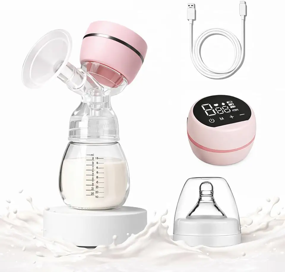 Bomba de Tirar Leite Elétrica e Portátil, Mãos Livres, 180ml, Protetor de Mama de Silicone 22mm, Tela LED manual, Livre de BPA, 2 Modos e 9 Níveis de Sucção, Massageador, Ruído Baixo Linha Premium