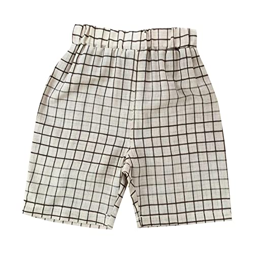 Children's Summer Plaid Five Point Casual Pants Boy's Waist Stretch Casual Going Out for 0 to 6 Cat and Toddler Clothes