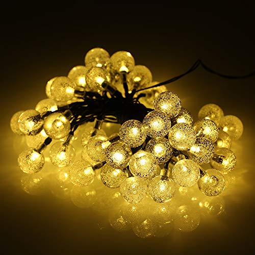 Funien — Lâmpada de gramado para uso externo, 5 W, 17 metros/100 LEDs, esfera de energia solar, cord