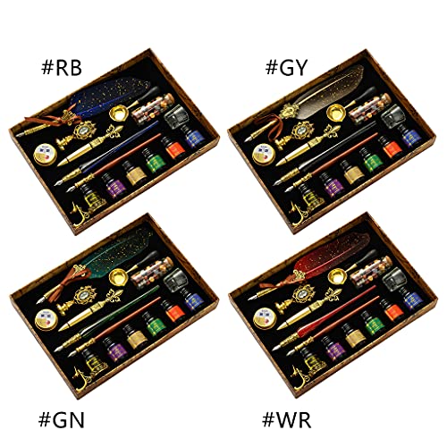 Retro Writing Quill Dip Pen Wax Kit Exquisite Wood Dip Pen Glass Calligraphy Pen Quill Dip Pen Set Gift For Beginners Calligraphy Pen Penholder Set With Ink Professional For Writing Beginners Left #TOP1