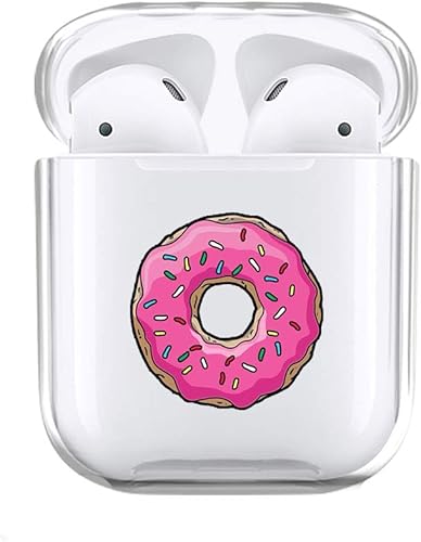 JOYLAND Linda funda transparente para AirPod 1 y 2, transparente con forma de dona, funda para auriculares inalámbricos, suave, antipolvo, flexible,