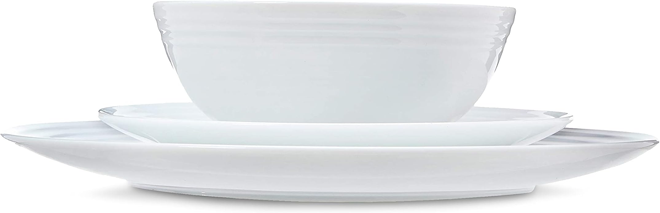 AmazonBasics 18-Piece Dinnerware Set - White Embossed Porcelain