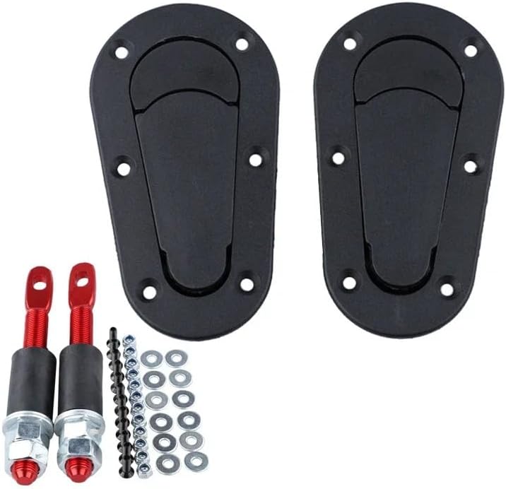 Car Accessories Black/Carbon 2Pcs Universal Racing Hood Lock Engine Bonnet Pin Latch Kits Refitting (Lock Black)