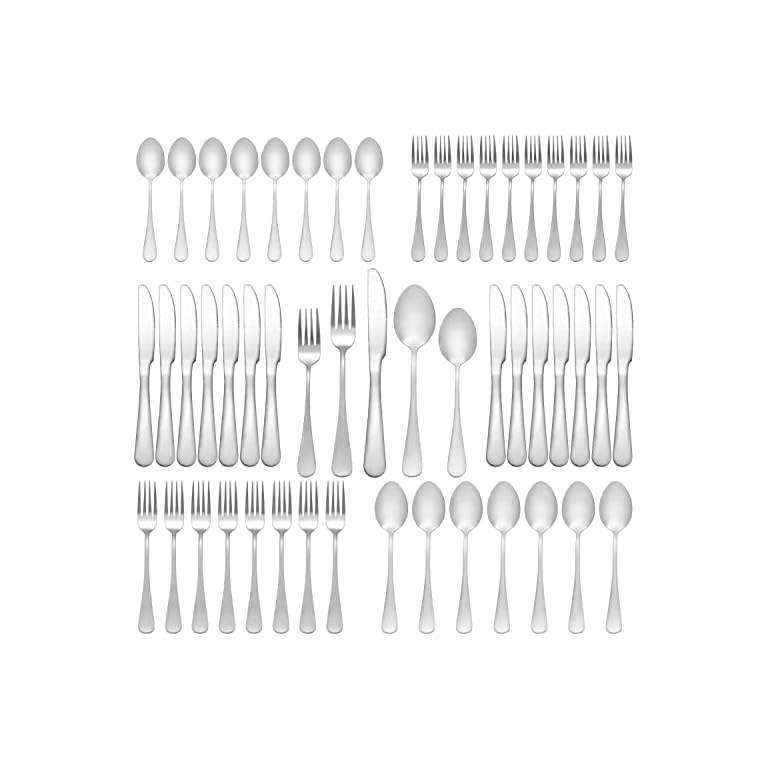 50 Pcs Silverware Set for 10, Food Grade Stainless Steel Flatware Set Include Fork/Knife/Spoon, Mirror Polished Eating Utensils Sets, Durable Silverwear Cutlery Set, Giftable & Dishwasher Safe