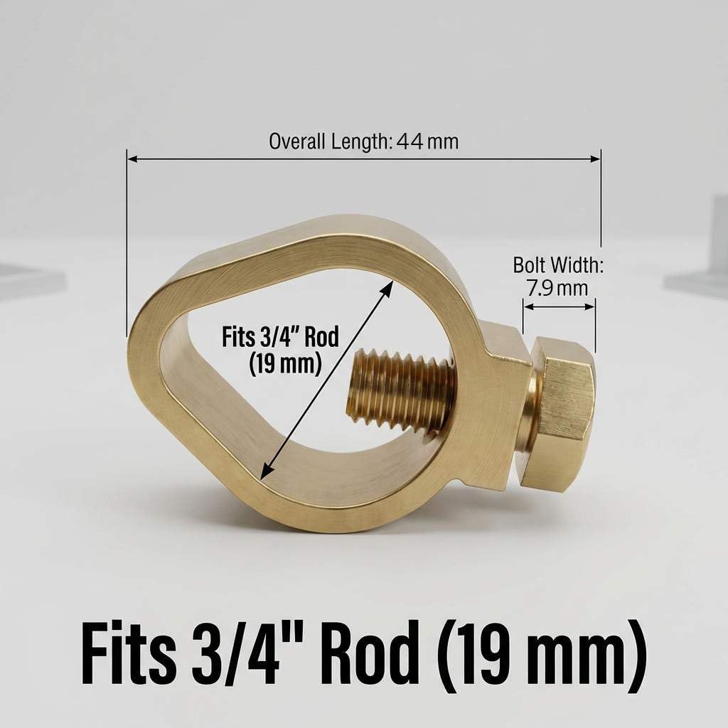 QWORK Copper Ground Rod Clamp 3/4" Diameter – Connects 1/0–10 AWG Wire for Commercial, Residential & Farm Systems