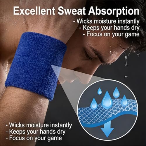 8 Pcs Wrist Sweat Bands for Men Women Sweat Bands Wristbands Basketball Tennis Wristbands Elastic Wrist Band for Wristband Sports for Basketball Tennis Football Running Outdoor Sports - Image 6