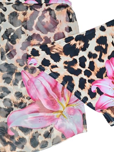 Image of Girl's 3 Piece Sets Floral Print Bikini Swimsuit High Waisted Bathing Suits with Beach Skirt Coverups