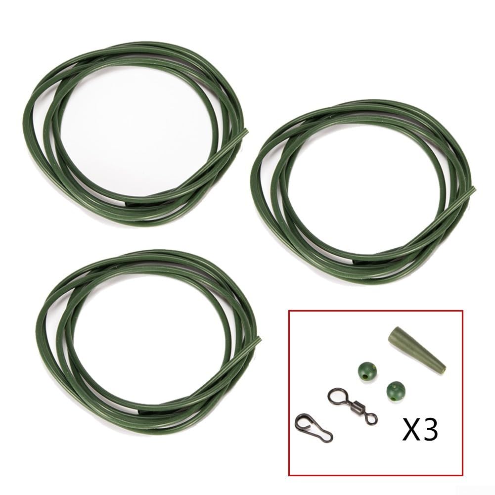 Lot De 3 Bas De Ligne De Pêche à La Carpe, Hélicoptère Pré-gré, Quick Link, émerillon Noir Mat, Vert