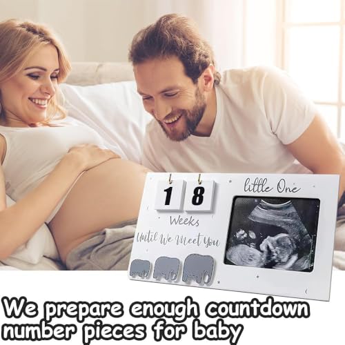 Baby-Scan-Fotorahmen, 9,5’‚ x 5‘’ Baby-Ultraschall-Fotorahmen mit Countdown-Wochen, Geschenke zur Geburtsankündigung, Geschenke für werdende Mütter, Schwangerschaftsgeschenke für werdende Mütter