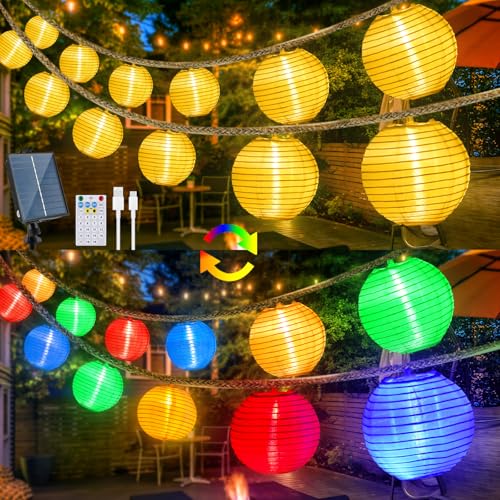 StarryEver Solar Lantern String Lights Waterproof Outdoor, 40ft 40Led Warm