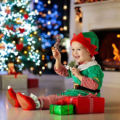 Haconba 16 Pack Christmas Berries Pine Cones Artificial Holly Pine Branches Picks Stems for Xmas Trees Decoration Garland Wreath Craft Winter Holiday Home Decor