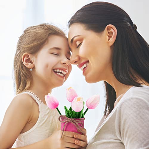 Omldggr 12Pcs Artificial Tulip With Metal Pot, 3 Pak Colorful Table Decor Tulip Flowers Artificial Potted Tulips For Home Table Mantle Office, Spring Party Decoration #TOP6