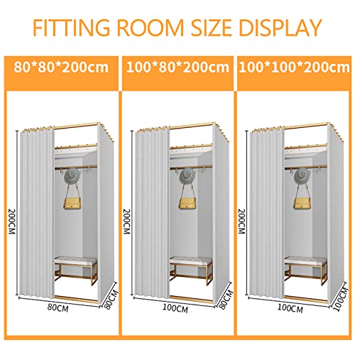 Probador de ropa 100x80x200 cm con perchero con cortina de sombreado para comercio 4