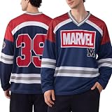 Marvel Mens Hockey Jersey - Spider-Man Punisher Mickey Mouse Long Sleeve Mesh Graphic Hockey Jerseys for Men, Size Runs Large, Size X-Large, Navy Marvel