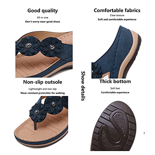 Pantoufles à plateforme florale pour femmes à bout ouvert et talons compensés