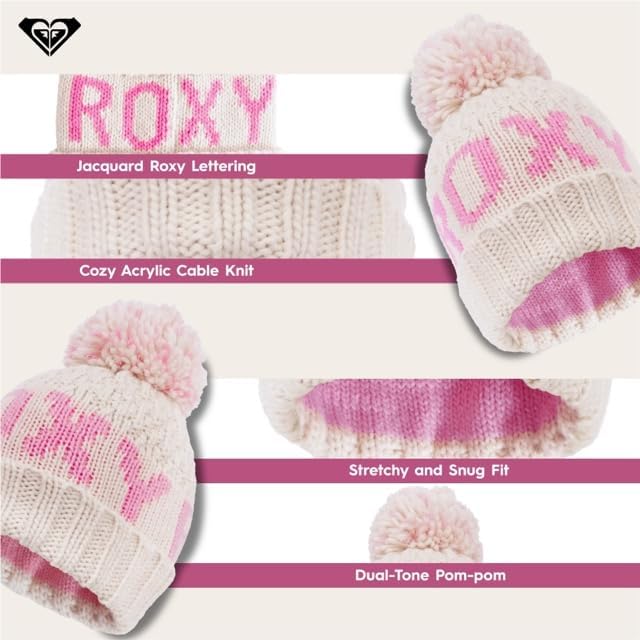 Roxy Girl's Tonic Performance Knit Beanie, Cozy Winter Hat, Buttercream,One Size
