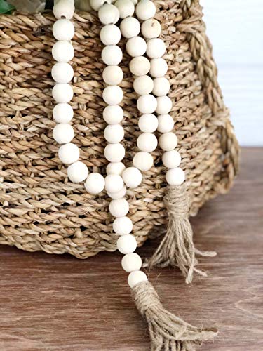 Zoonai Wood Bead Garland With Tassels Rustic Country Farmhouse Decor Home Decor Ornament Prayer Beads Wall Hanging Decor (Gray, 134Cm) #TOP4