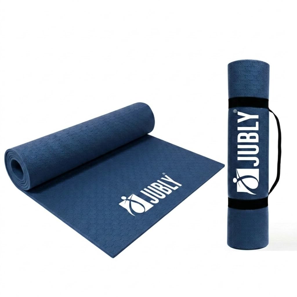 JUBLY Premium EVA Yoga Mat 4mm Thick | Dual-Sided Anti-Slip Exercise Mat for Yoga, Pilates & Workout | High-Density Cushio...