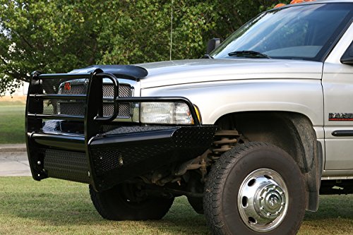 Fab Fours Dr94-S1560-1 Black Steel Front Ranch Bumper 2 Stage Black Powder Coated W/Full Grill Guard Incl. Light Cut-Outs Black Steel Front Ranch Bumper #TOP1