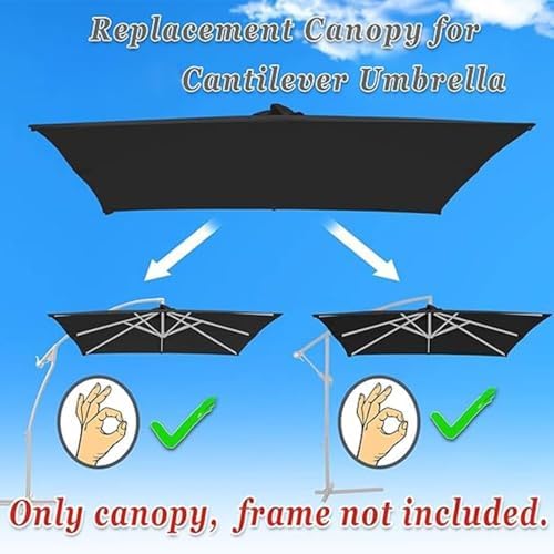 10'x10' Square Cantilever Umbrella Replacement Canopy - Heavy Duty 2-Tier Top Cover for Outdoor Patio, Garden, Market - Weather-Resistant Light Grey/Beige/Black