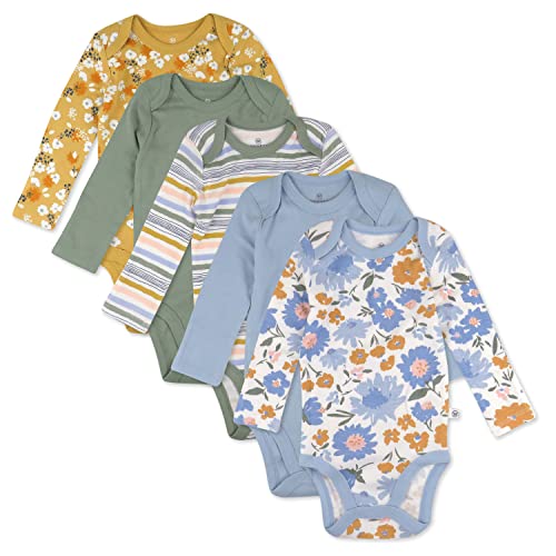 HonestBaby baby-girls Multi-pack Long Sleeve Bodysuits One-piece Organic Cotton for Infant Baby Girls (Legacy)