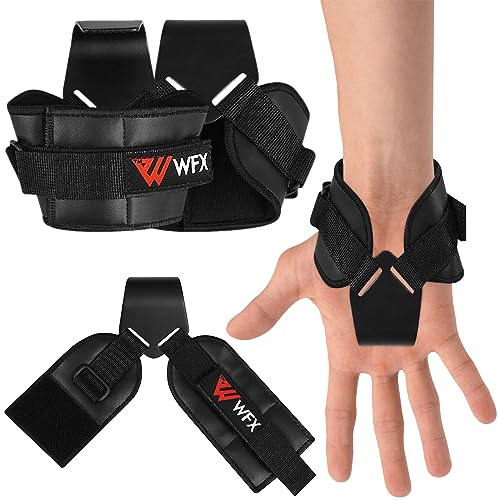 WFX Coppia di cinghie per sollevamento pesi con gancio inverso in neoprene, imbottitura spessa per polso, antiscivolo, rivestimento in gomma antiscivolo, per sollevamento pesi, sollevamento (nero)