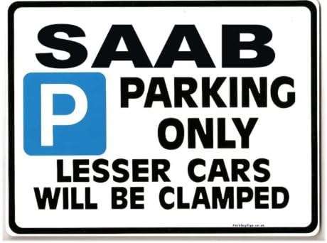 Gift for SAAB owner Car Parking Sign - Personalised for 9000 900 9-3 9-5 turbo s se Models - Size Small or Large