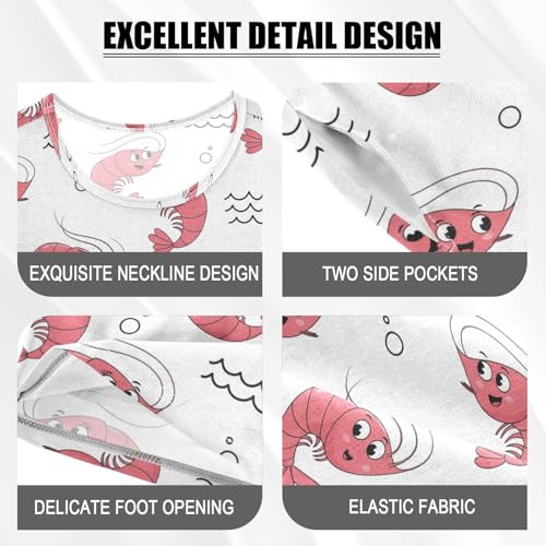 Pajama Short Sets Cute Shrimp Pattern Soft Cotton Summer Sleepwear 2 Piece PJS Size 5-14T3