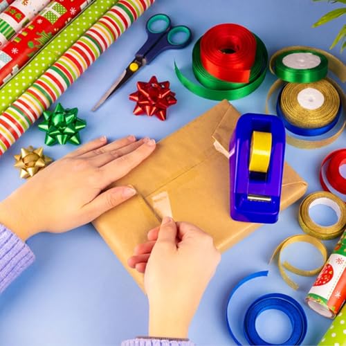 RAYLU PAPER - Klebebandspender für Schreibtisch und Büro, mit rutschfester Basis, langlebig, geeignet für 33 m Klebebandrollen (Rot)