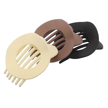 3pcs French Flat Hair Clips for Women Matte No Slip Hair Claws Strong Hold Accessories for Thick Thin Styling Ponytail Barrettes in Khaki Beige Black