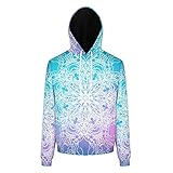 O5KFD&8 Unisex Hoody Junior Magisches Mandala Logo Ethnischer Stil Kapuzenpullover aus Baumwolle Loose-Fit Herbstoberteile White m