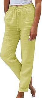 Pantalones cortos para mujer, de moda e informal, elásticos de verano de cintura alta, de color sólido, algodón y lino, holgados