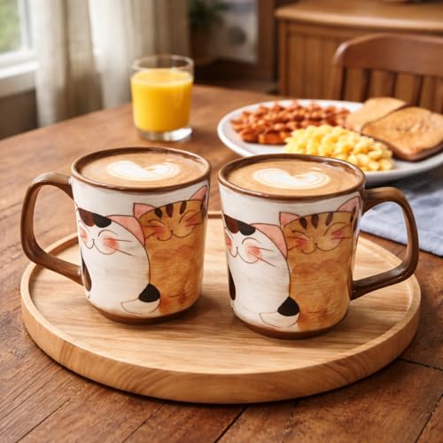 Set 2 tazas cerámica japonesa teñidas a mano 12 fl oz miniatura 7