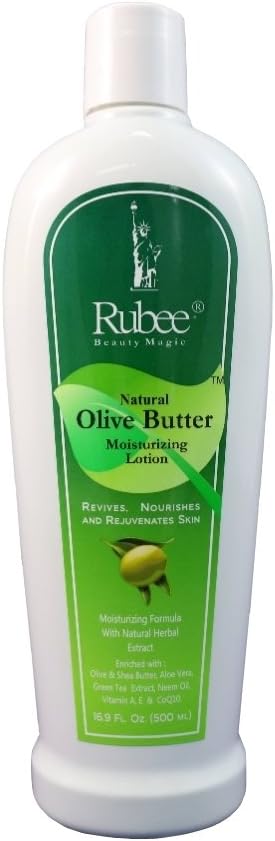 Rubee Olive Butter Moisturizing Body Lotion - Non-Greasy Lotion for Dry Skin - 16.9 oz Shea Butter, Aloe Vera Lotion - Sensuously Scented for Men & Women - Hydrating Body Lotion - Skin Care Essentials