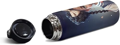 Miniatura 2 de Magic Black - Botella de agua térmica con asa para niñas negras con asa, botella de agua reutilizable de 20 onzas, botella de agua térmica para