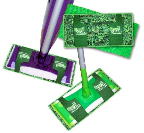 Green Glider Reusable Swiffer Replacement Mop Pad Floor Cleaner with Dual Action Shammy + Microfiber to Clean and Absorb, Adjustable Fit Works with All Mop Systems