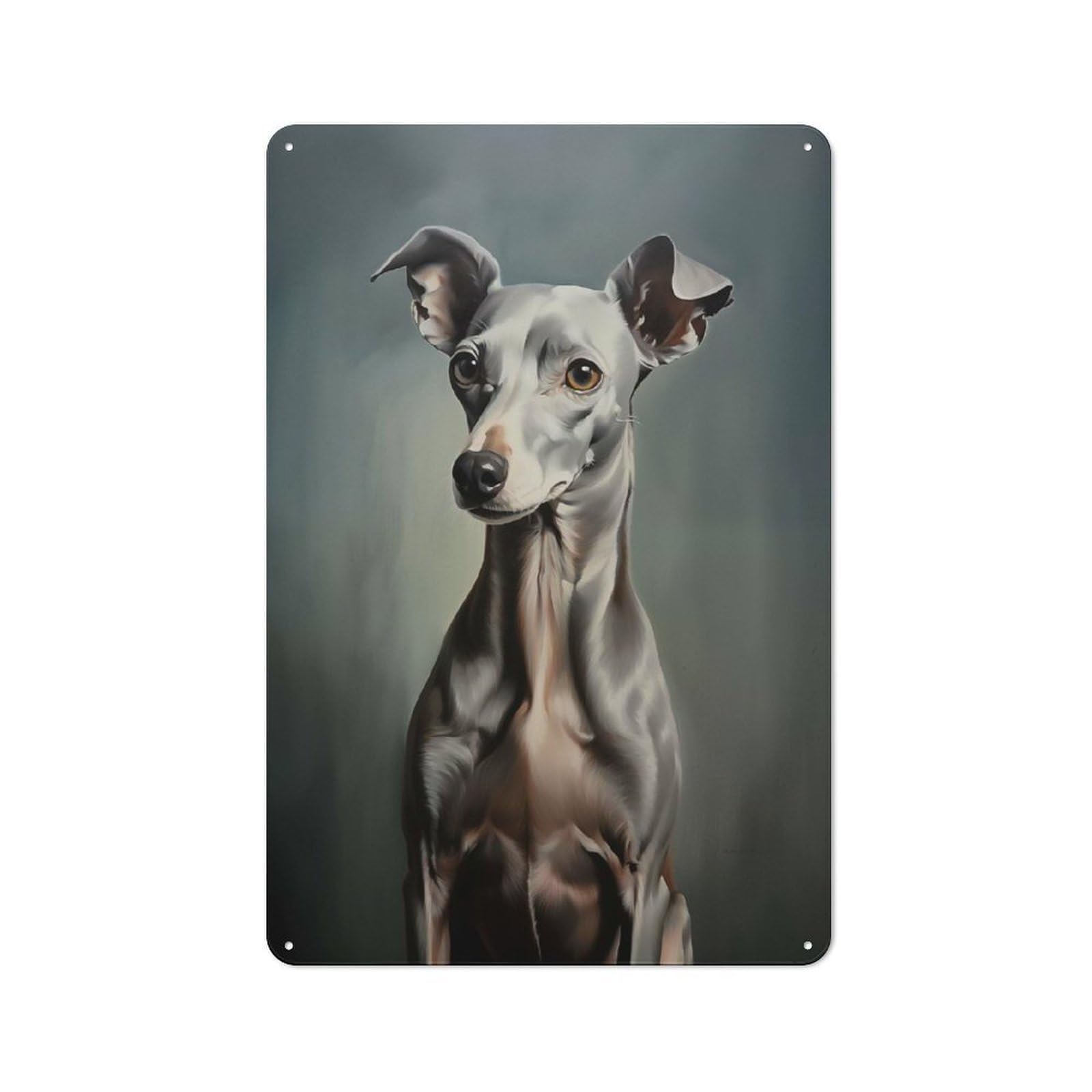 Junmoney Style-17 Italian Greyhound Printed Metal Sign 30X20cm For Lounge Or Reading Corner, For Retro Home Interiors, For Garage And Workshop Walls