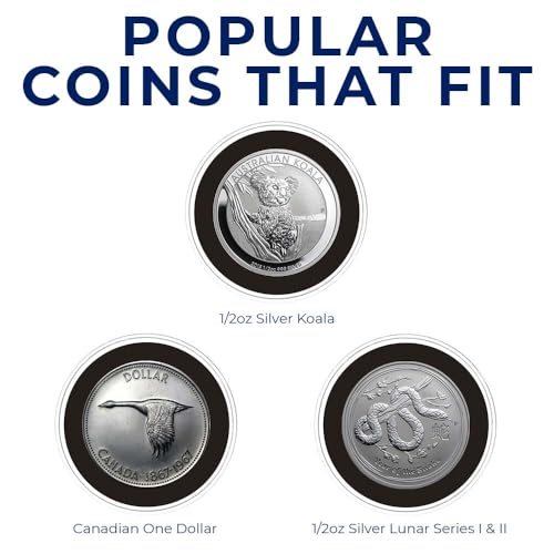 Black Cap Tube y 20 Porta Monedas Negros 36mm para 1/2oz Plata miniatura 4