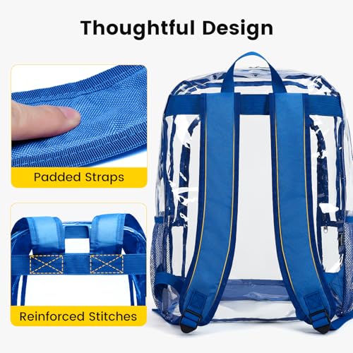 Image of Vorspack Clear Backpack for School, 18.5 Inch Large Clear Bookbag - Blue